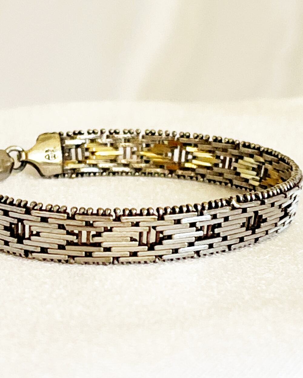 MILOR Italy Sterling Silver 925 Chevon Woven Bracelet 7.5 Vintage